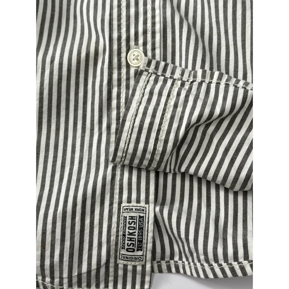Oshkosh Bgosh Boys Size 5 Striped Button Down Shirt 100%‎ Cotton Long Sleeve